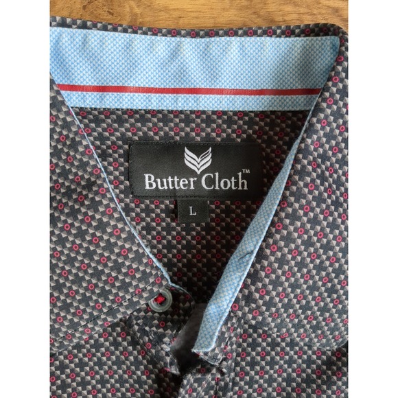 Butter Cloth‎ Shirt Mens Size L Gray Button Geometric Long Sleeve Stretch Shirt - Picture 3 of 9